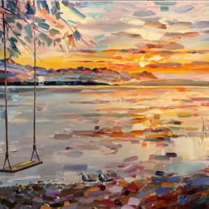 Ein romantischer Augenblick zwischen Himmel und See